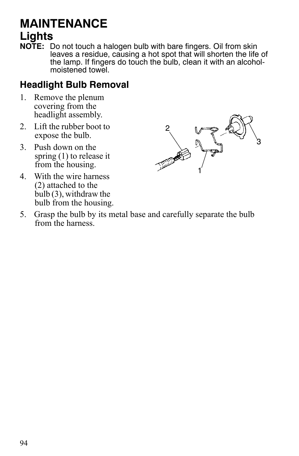 Maintenance, Lights | Polaris 2007 Dragon User Manual | Page 97 / 137
