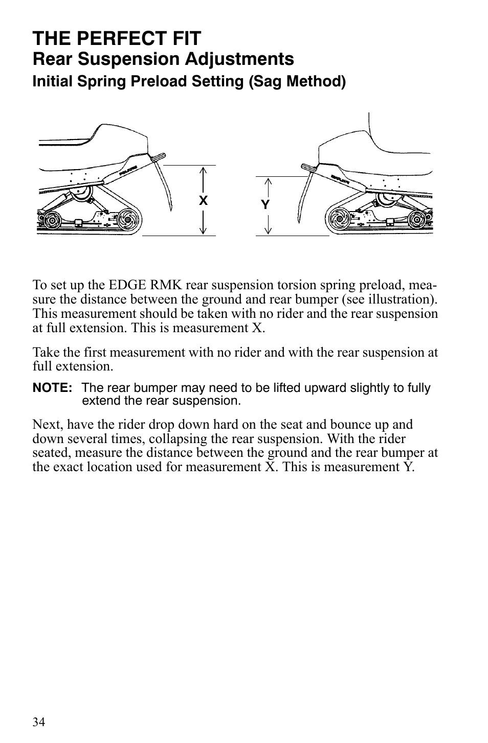 The perfect fit, Rear suspension adjustments | Polaris 2009 Trail RMK User Manual | Page 37 / 135