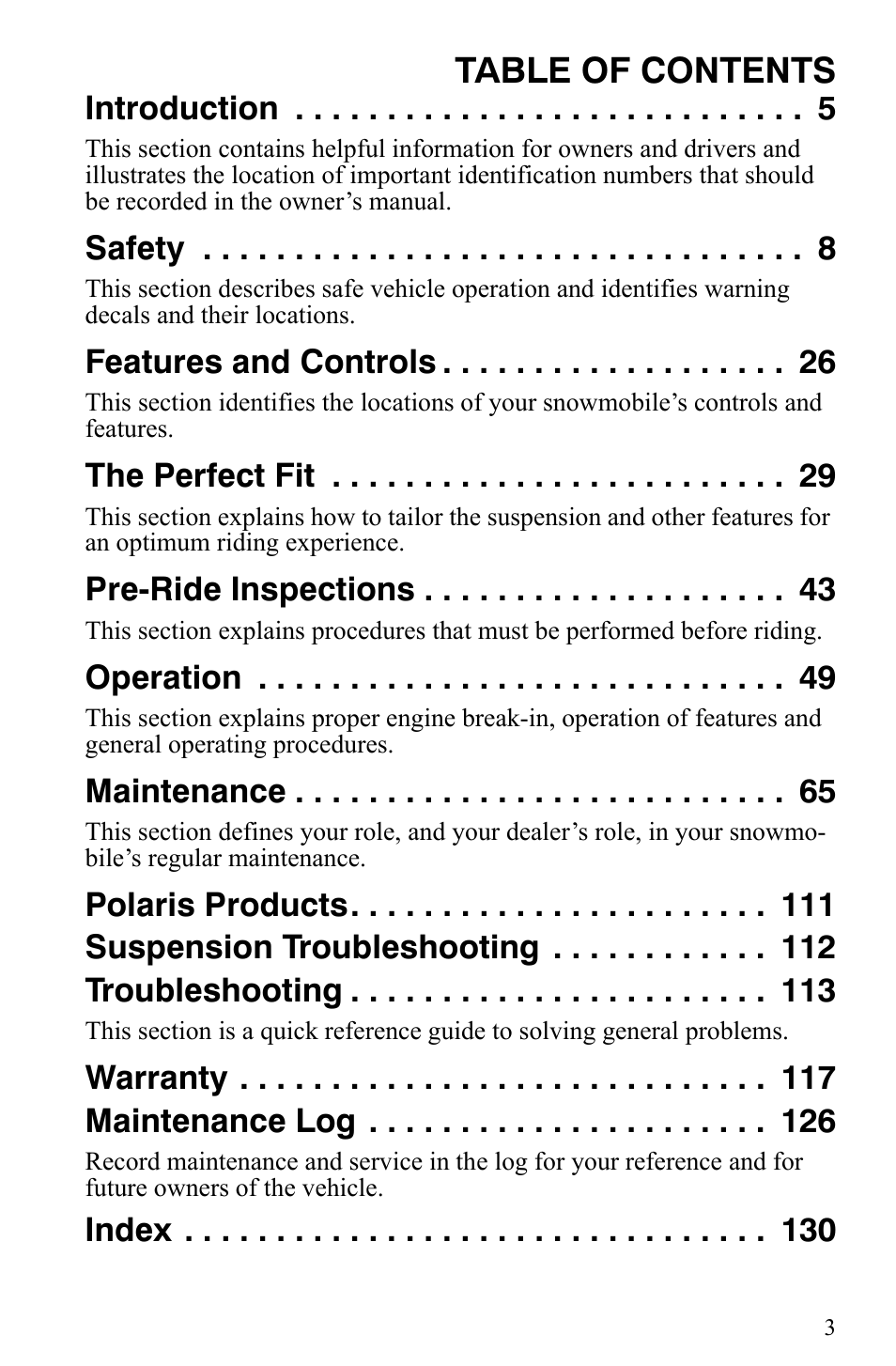 Polaris 2009 Trail RMK User Manual | Page 6 / 135