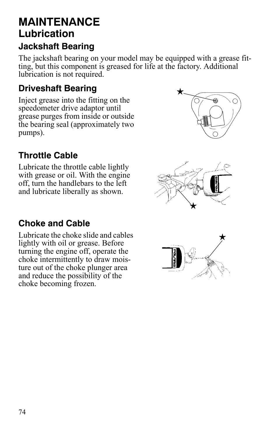 Maintenance, Lubrication | Polaris 2009 Trail RMK User Manual | Page 77 / 135