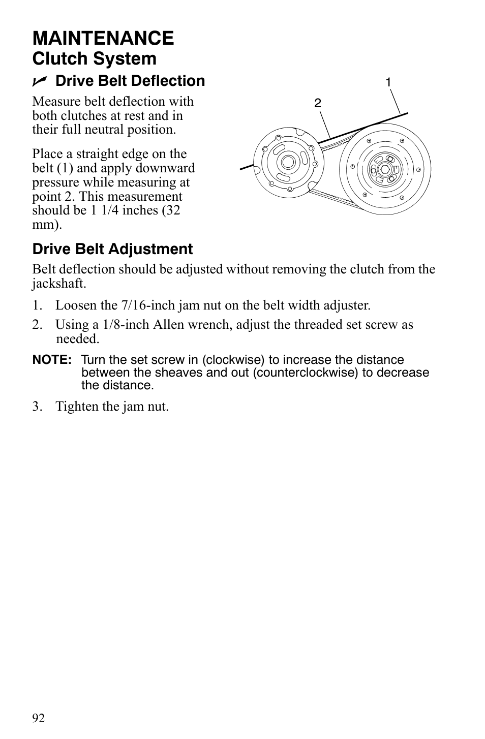 Maintenance, Clutch system | Polaris 2009 Trail RMK User Manual | Page 95 / 135