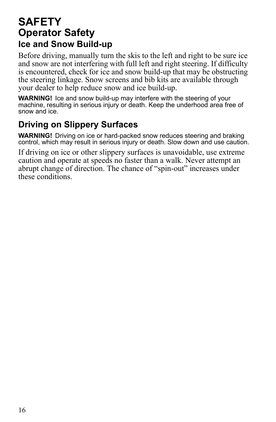 Safety, Operator safety | Polaris 2010 Trail RMK User Manual | Page 19 / 133