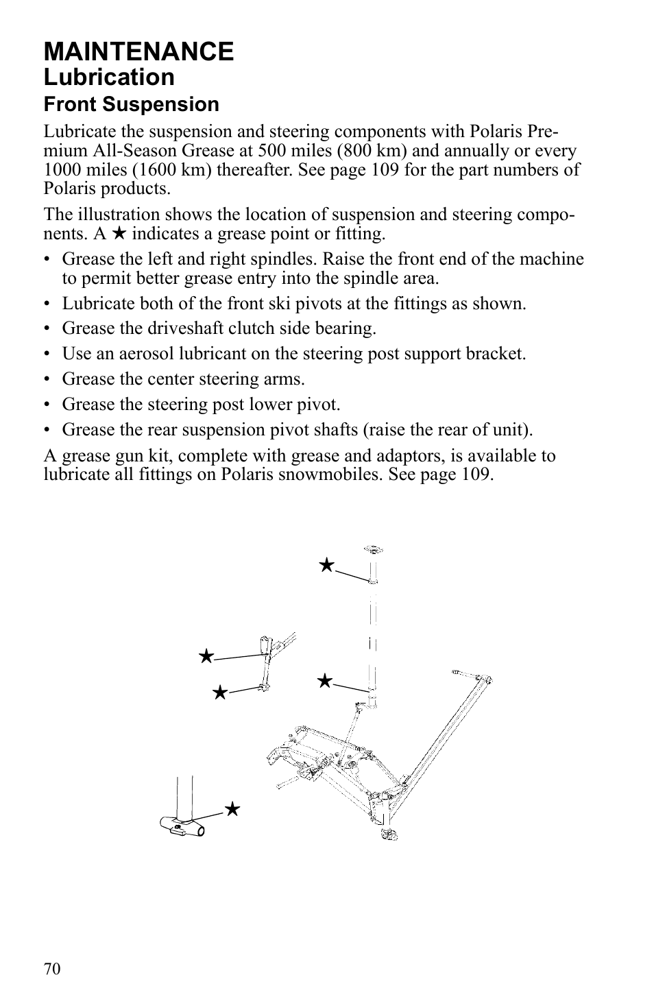 Maintenance, Lubrication | Polaris 2010 Trail RMK User Manual | Page 73 / 133