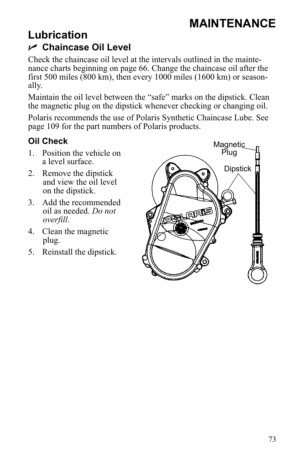 Maintenance, Lubrication | Polaris 2010 Trail RMK User Manual | Page 76 / 133