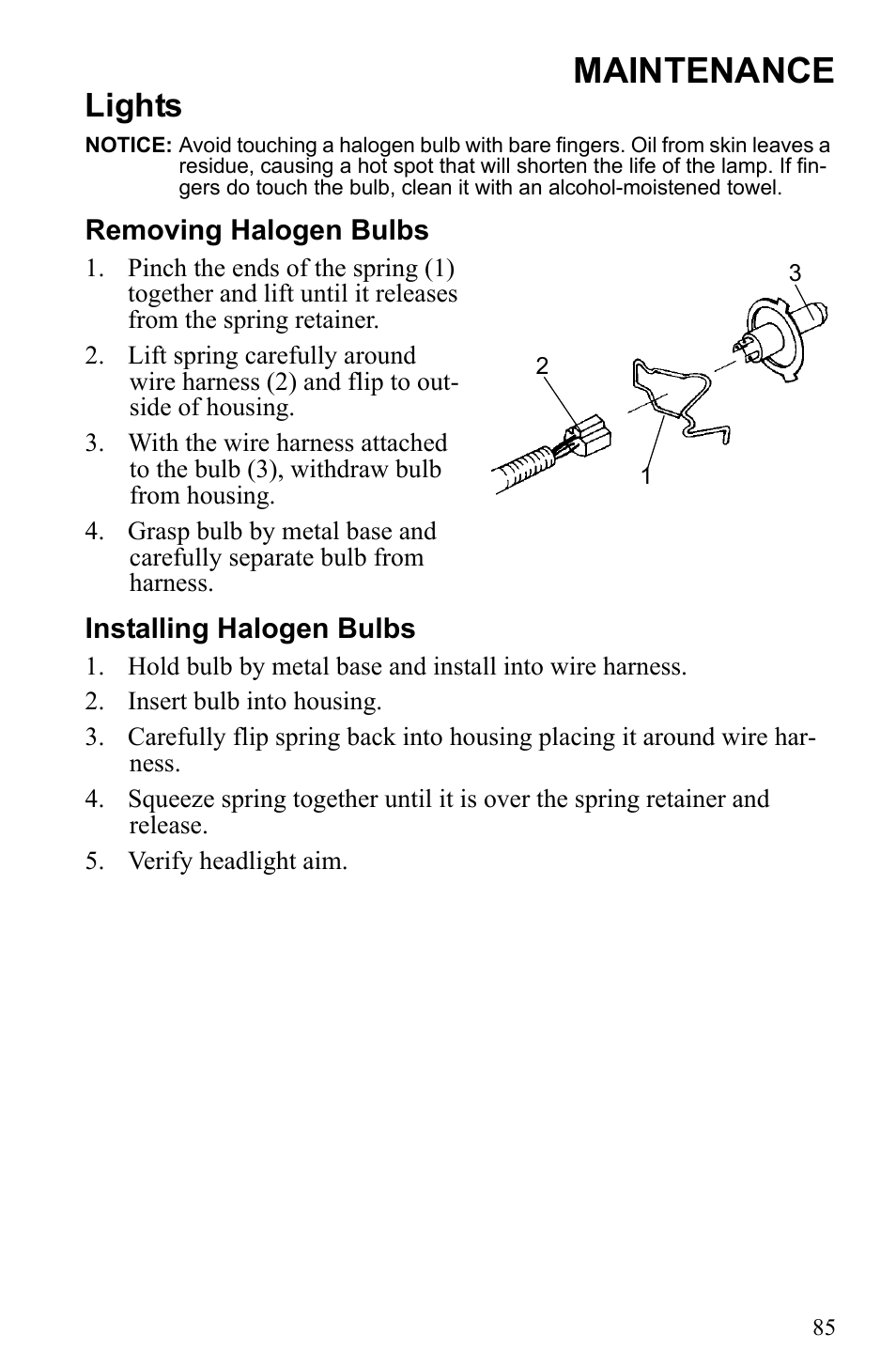 Maintenance, Lights | Polaris 2010 Trail RMK User Manual | Page 88 / 133