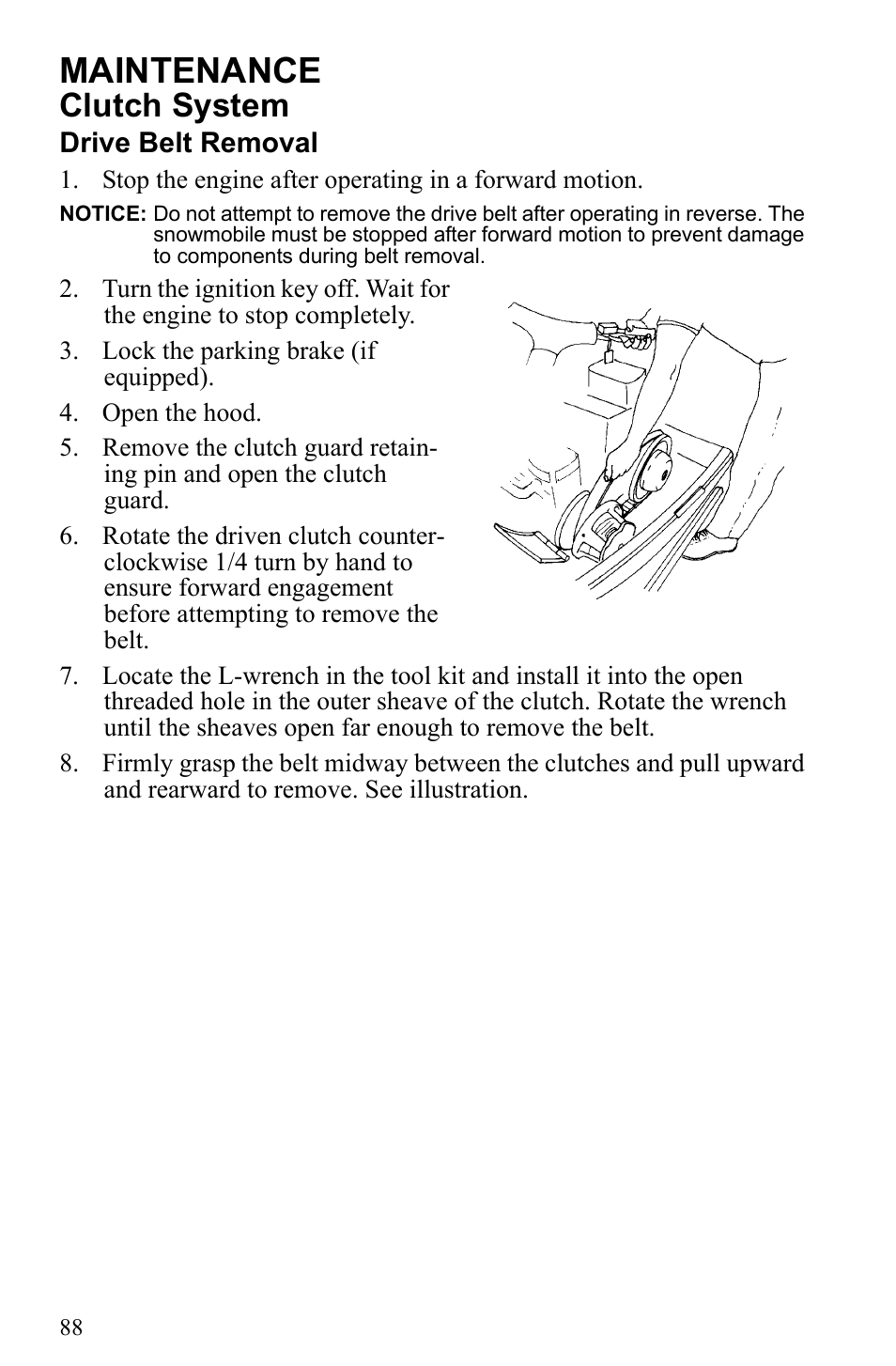 Maintenance, Clutch system | Polaris 2010 Trail RMK User Manual | Page 91 / 133