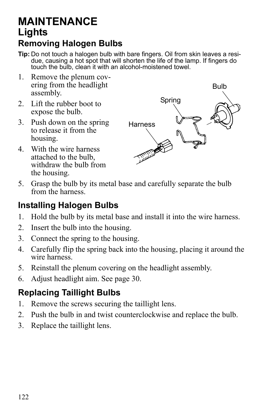 Maintenance, Lights | Polaris 2010 FST IQ Touring User Manual | Page 125 / 165