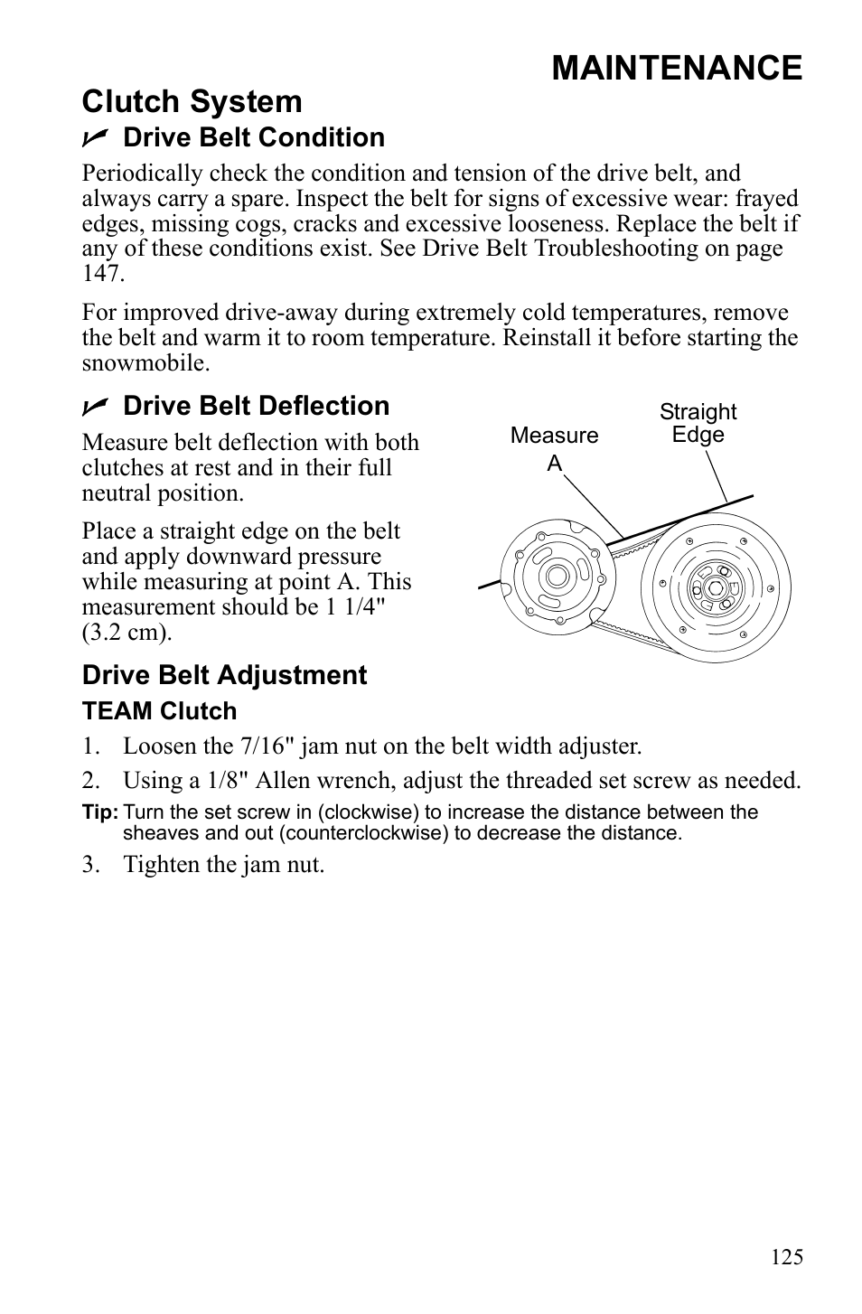 Maintenance, Clutch system | Polaris 2010 FST IQ Touring User Manual | Page 128 / 165