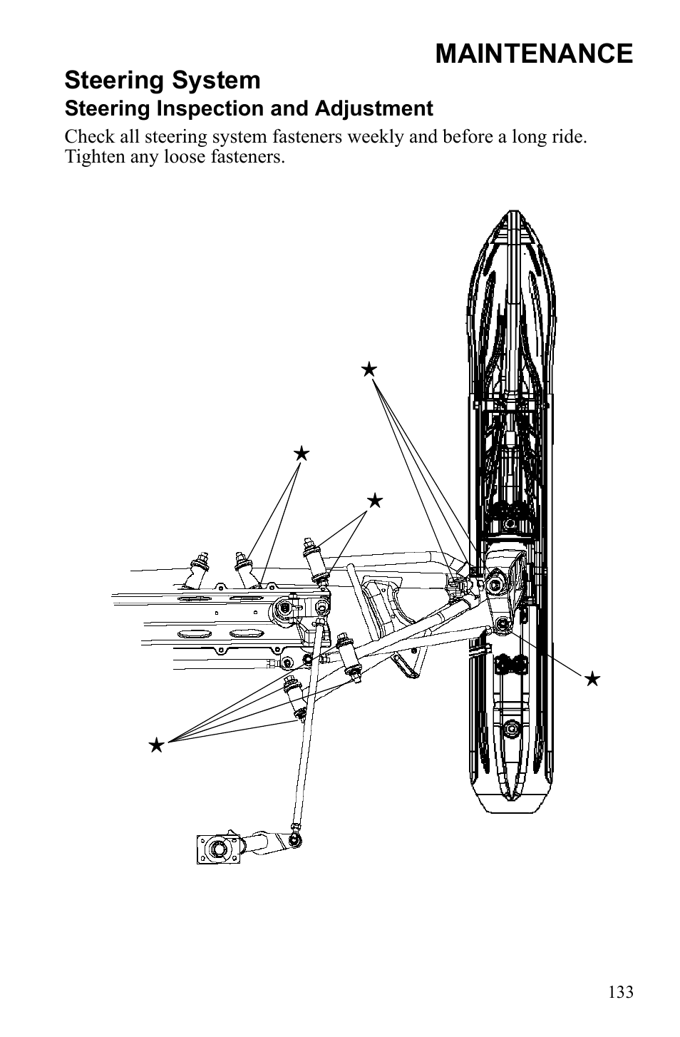 Maintenance, Steering system | Polaris 2010 FST IQ Touring User Manual | Page 136 / 165