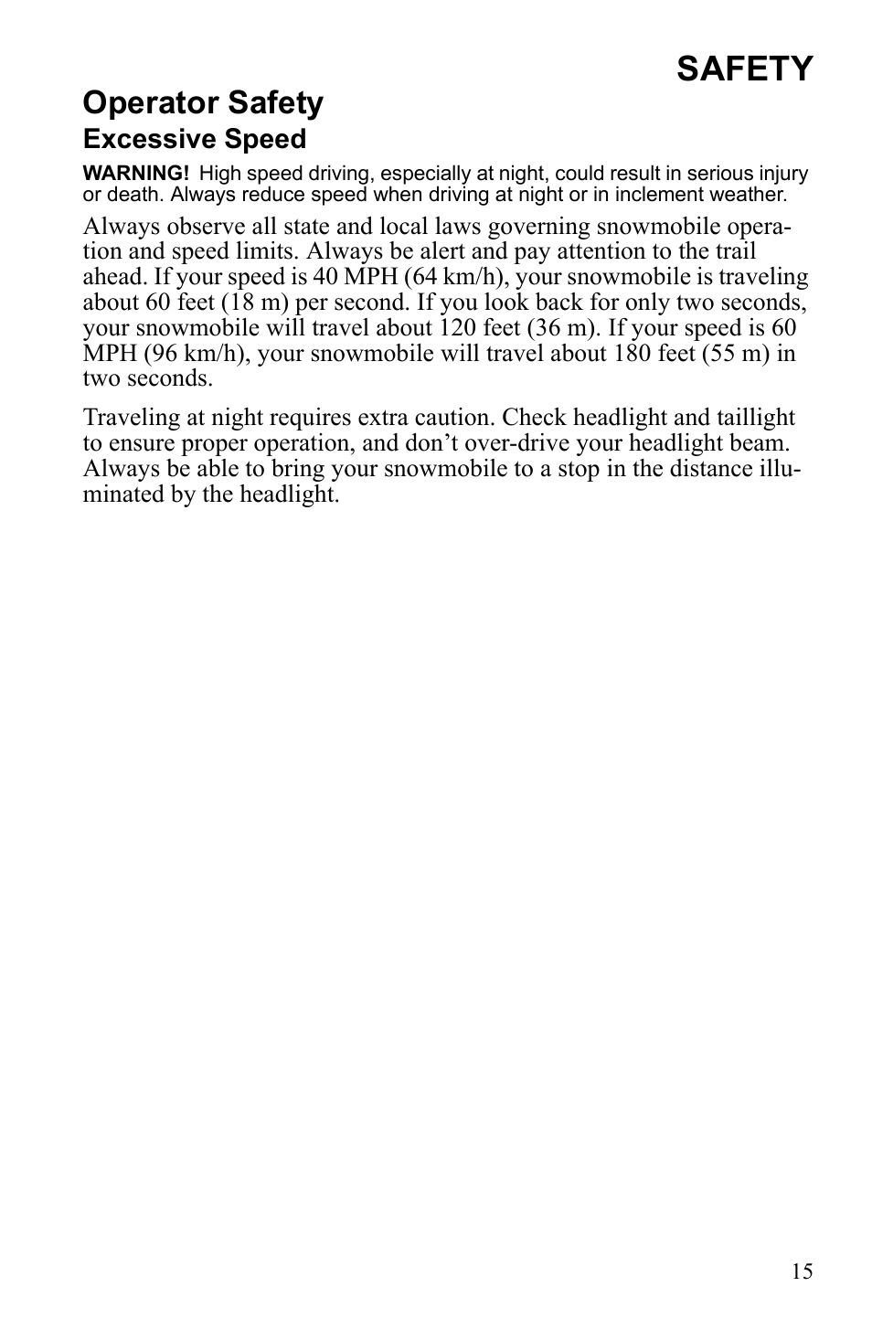 Safety, Operator safety | Polaris 2010 FST IQ Touring User Manual | Page 18 / 165