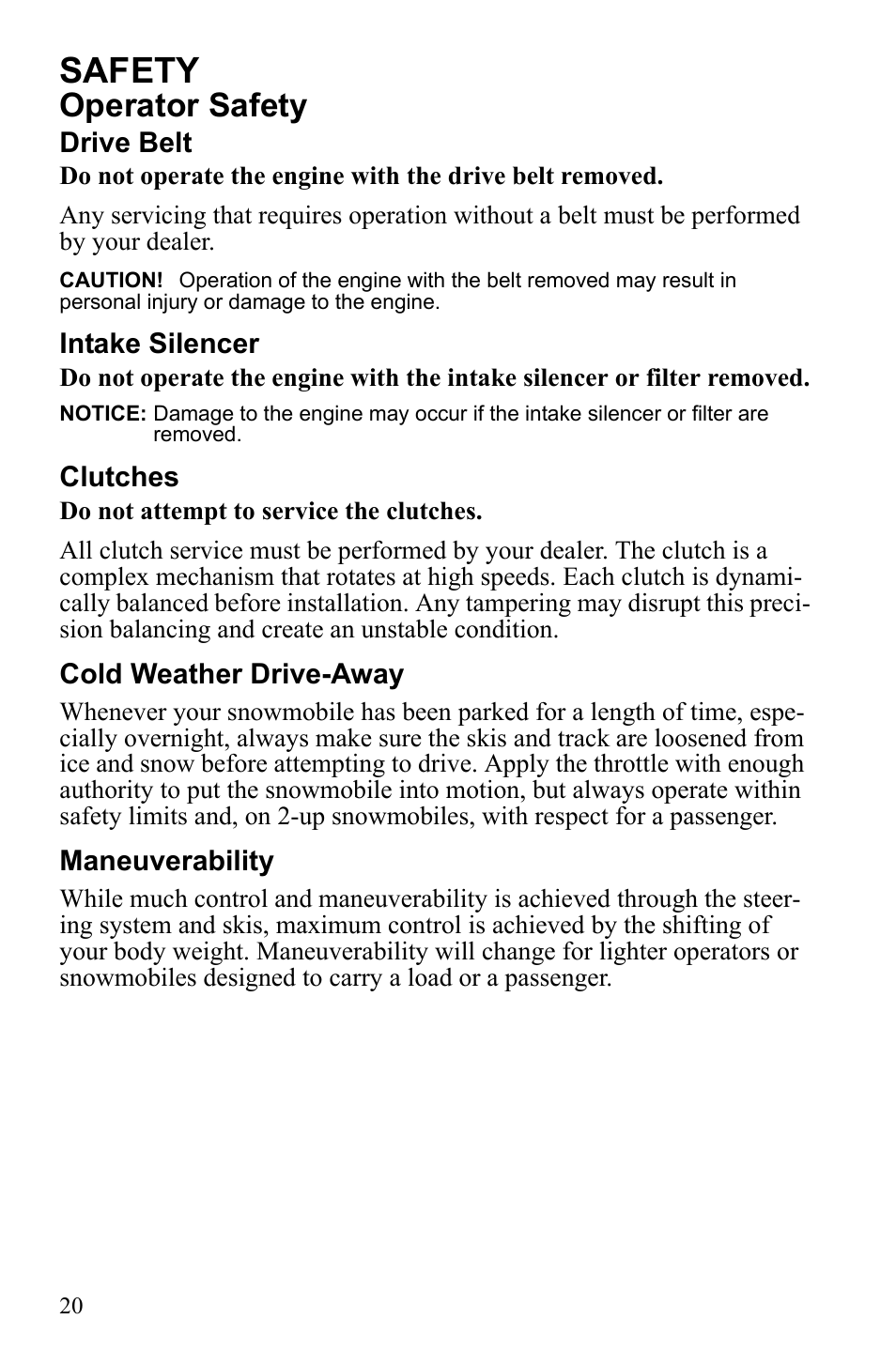 Safety, Operator safety | Polaris 2010 FST IQ Touring User Manual | Page 23 / 165