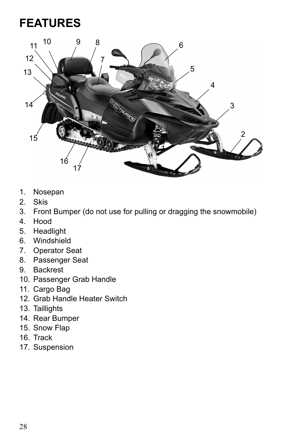 Features | Polaris 2010 FST IQ Touring User Manual | Page 31 / 165