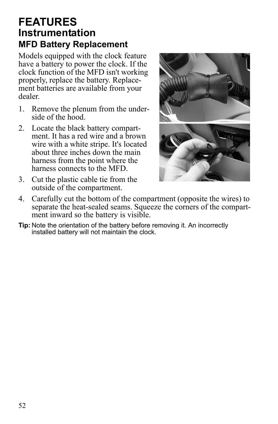 Features, Instrumentation | Polaris 2010 FST IQ Touring User Manual | Page 55 / 165