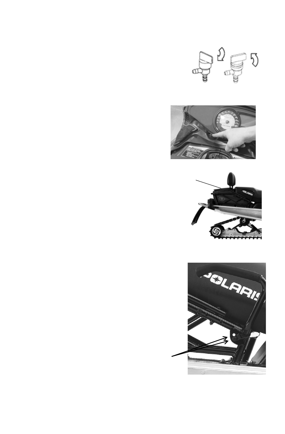 Fuel valve, Adjustable headl, Cargo bag | Passenger grab handle, Features, Adjustable headlights | Polaris 2011 550 IQ Shift User Manual | Page 31 / 124
