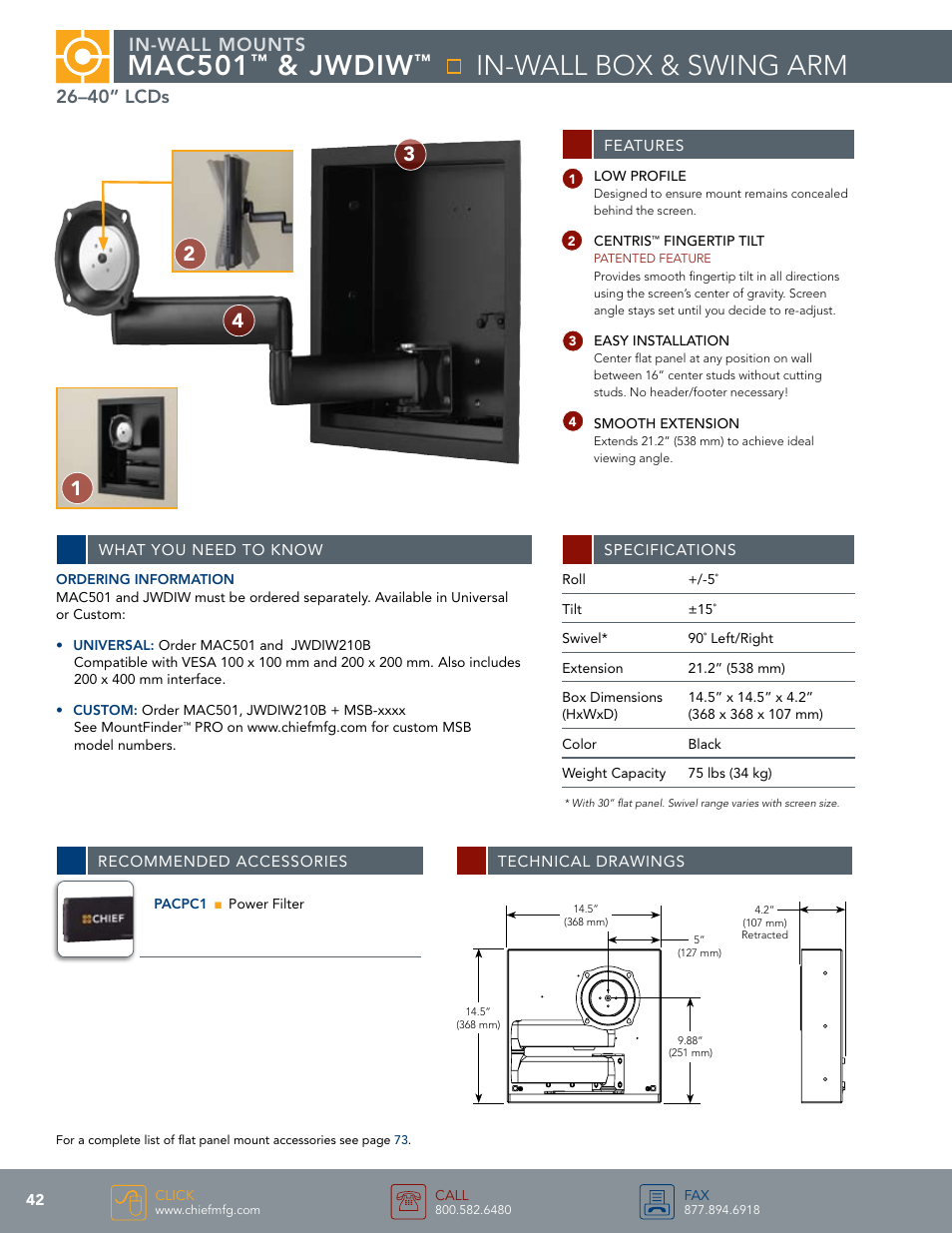 Chief Manufacturing JWDIW User Manual | 1 page