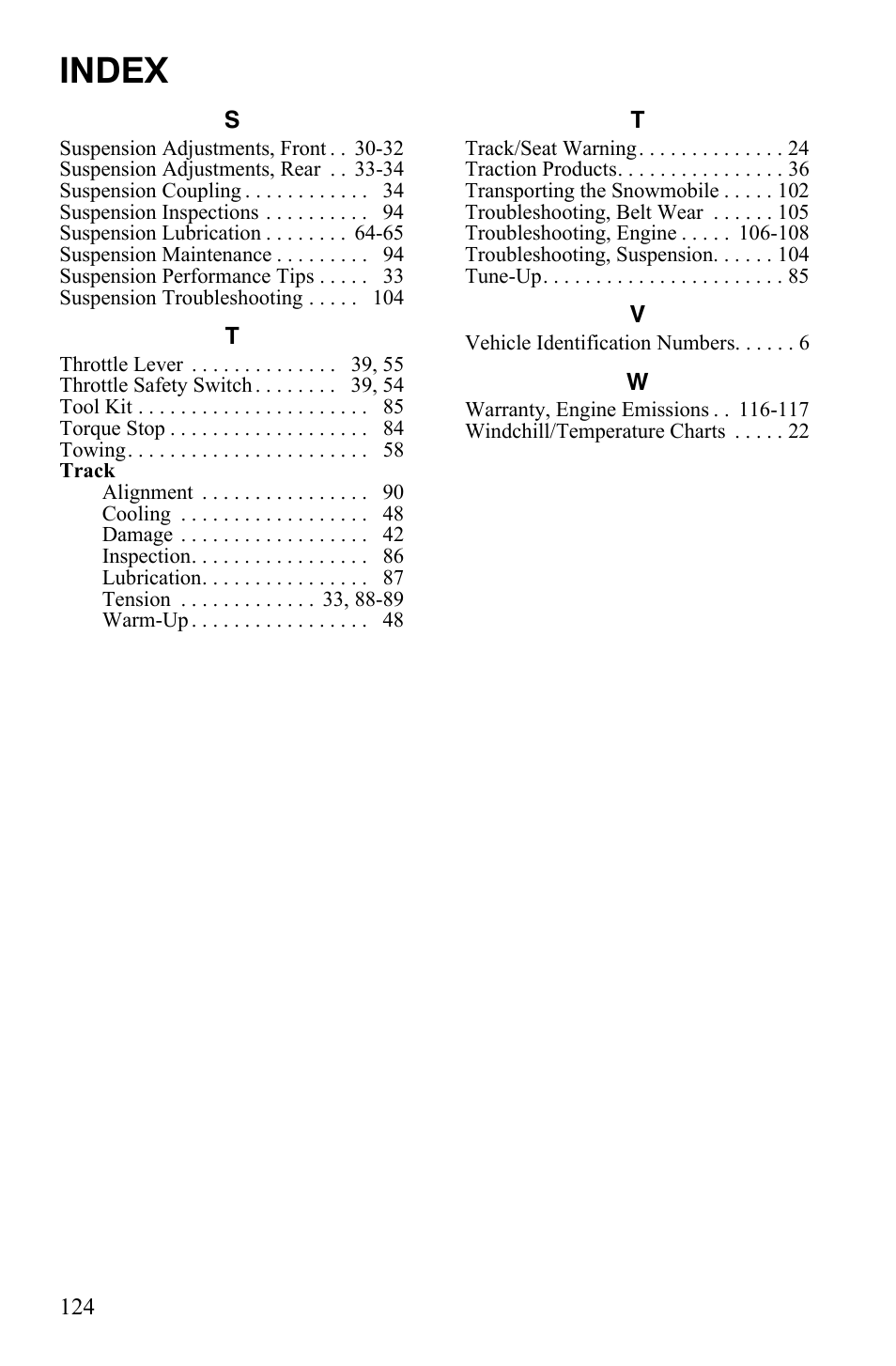 Index | Polaris 2012 WideTrak LX INTL User Manual | Page 128 / 128