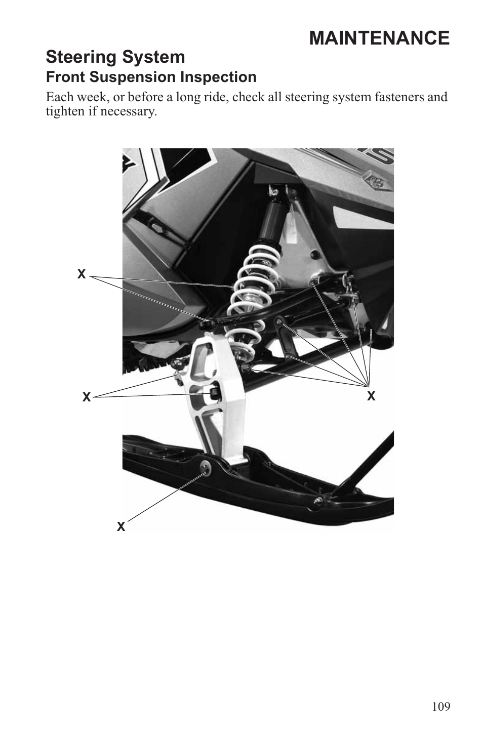 Maintenance, Steering system | Polaris 2013 600 Switchback User Manual | Page 113 / 143