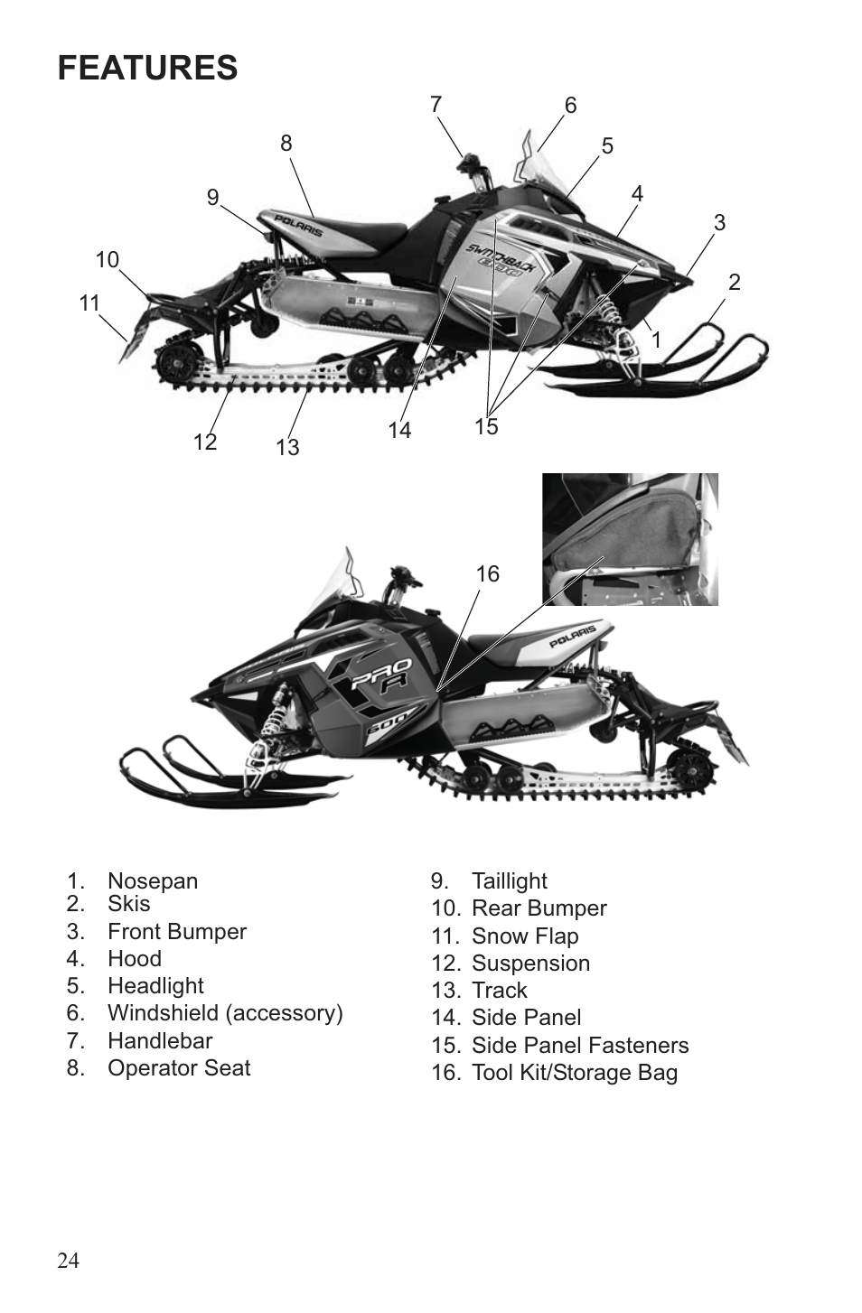 Features | Polaris 2013 600 Switchback User Manual | Page 28 / 143