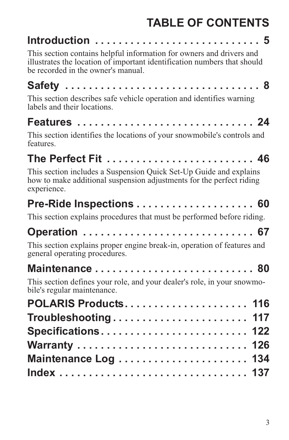 Polaris 2013 600 Switchback User Manual | Page 7 / 143