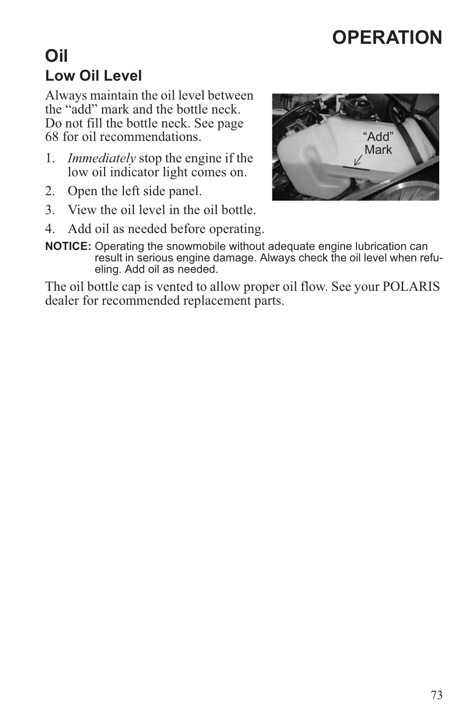 Operation | Polaris 2013 600 Switchback User Manual | Page 77 / 143