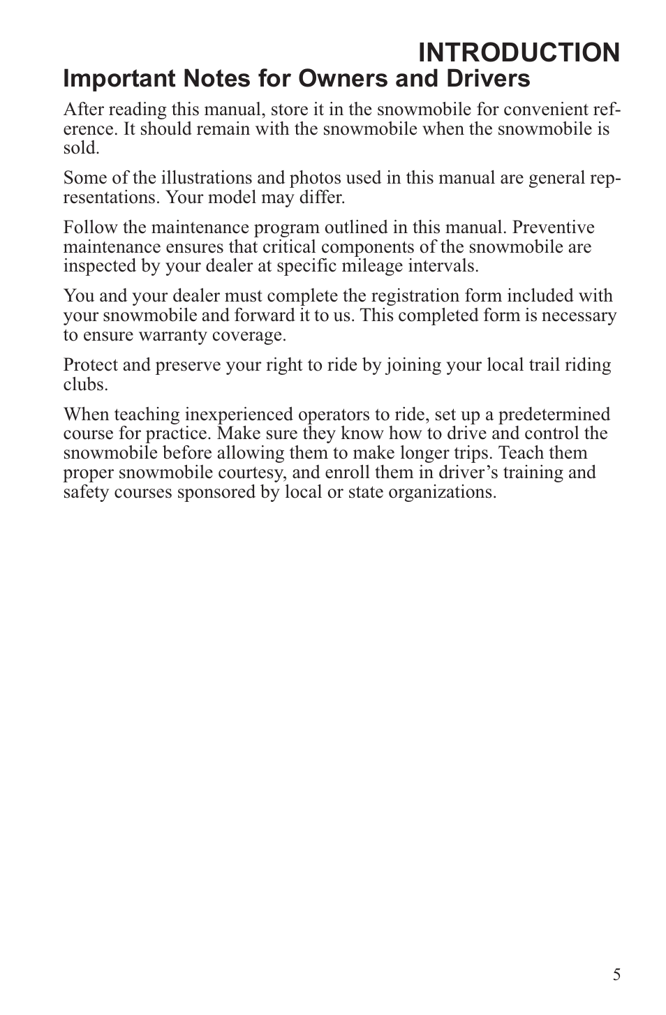 Introduction | Polaris 2013 600 Switchback User Manual | Page 9 / 143