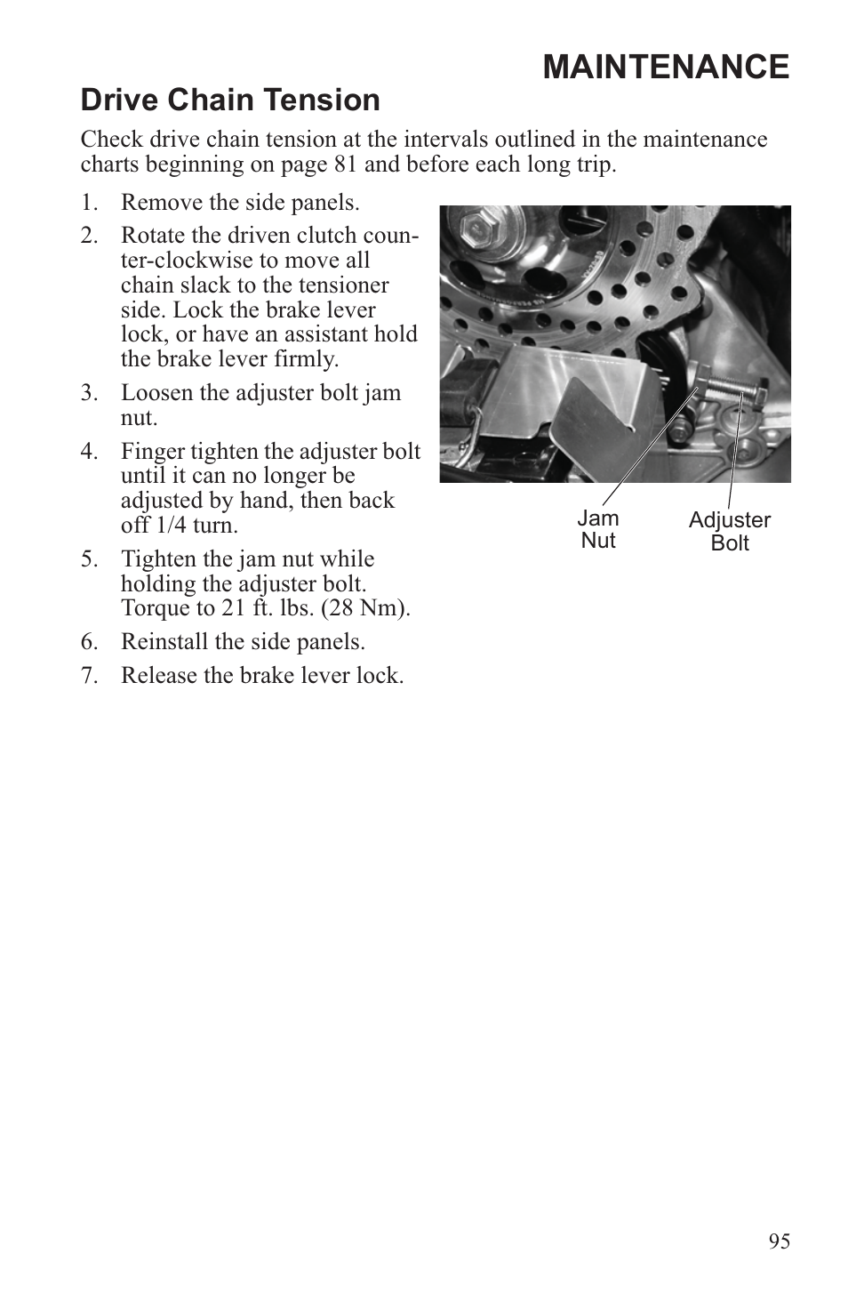 Maintenance, Drive chain tension | Polaris 2013 600 Switchback User Manual | Page 99 / 143