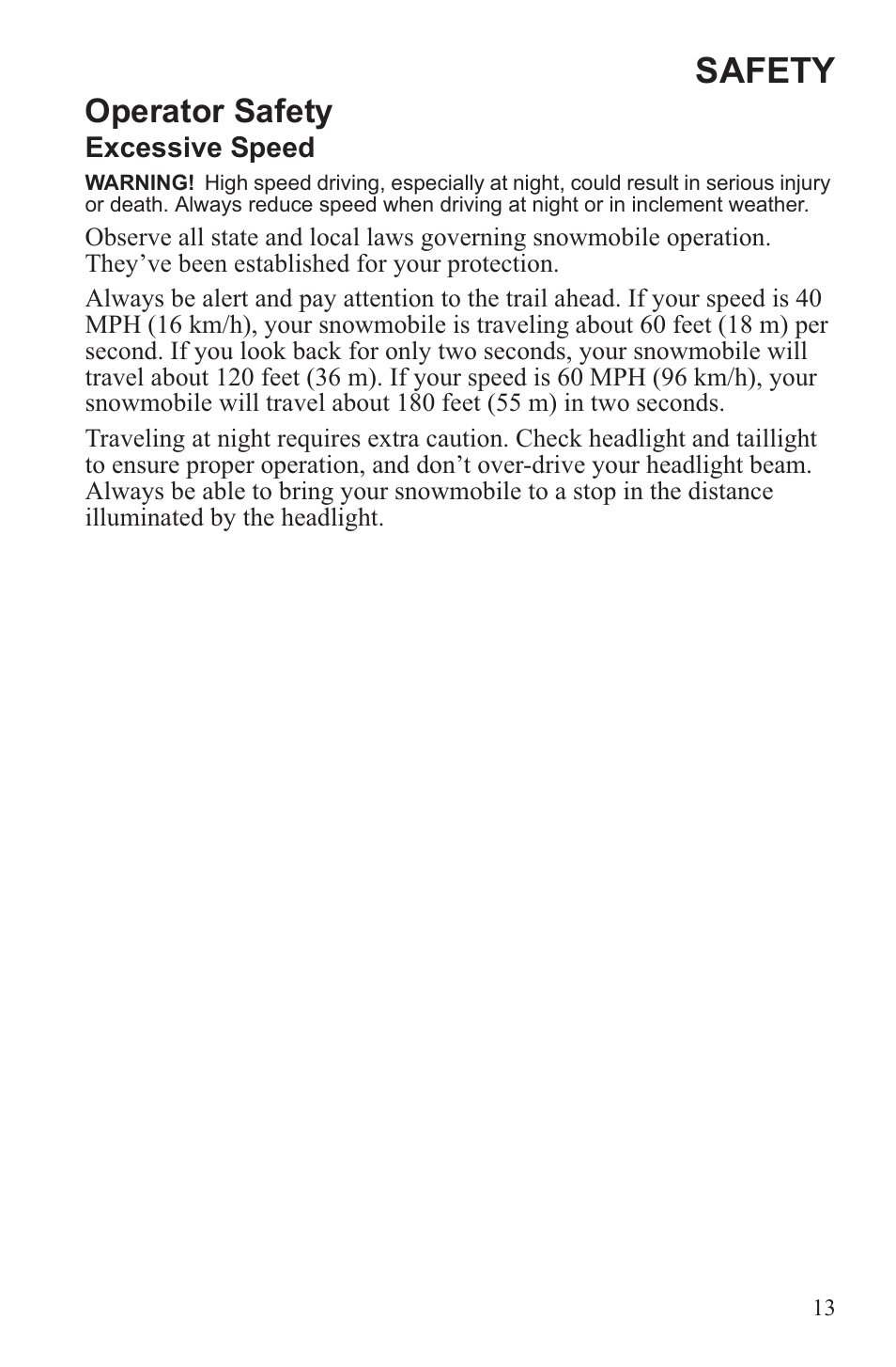 Safety, Operator safety | Polaris 2013 WideTrak LX User Manual | Page 17 / 131