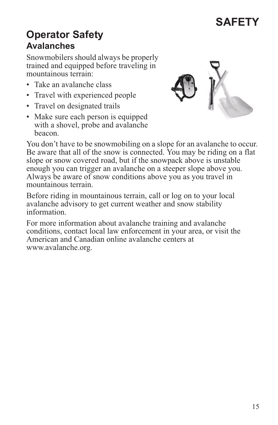 Safety, Operator safety | Polaris 2013 WideTrak LX User Manual | Page 19 / 131