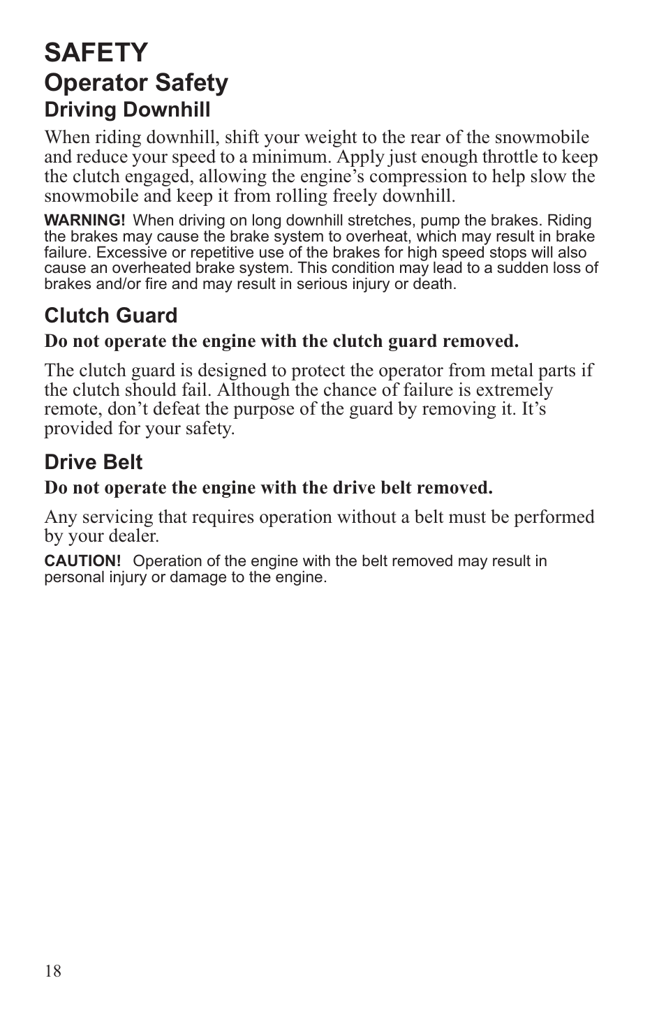 Safety, Operator safety | Polaris 2013 WideTrak LX User Manual | Page 22 / 131