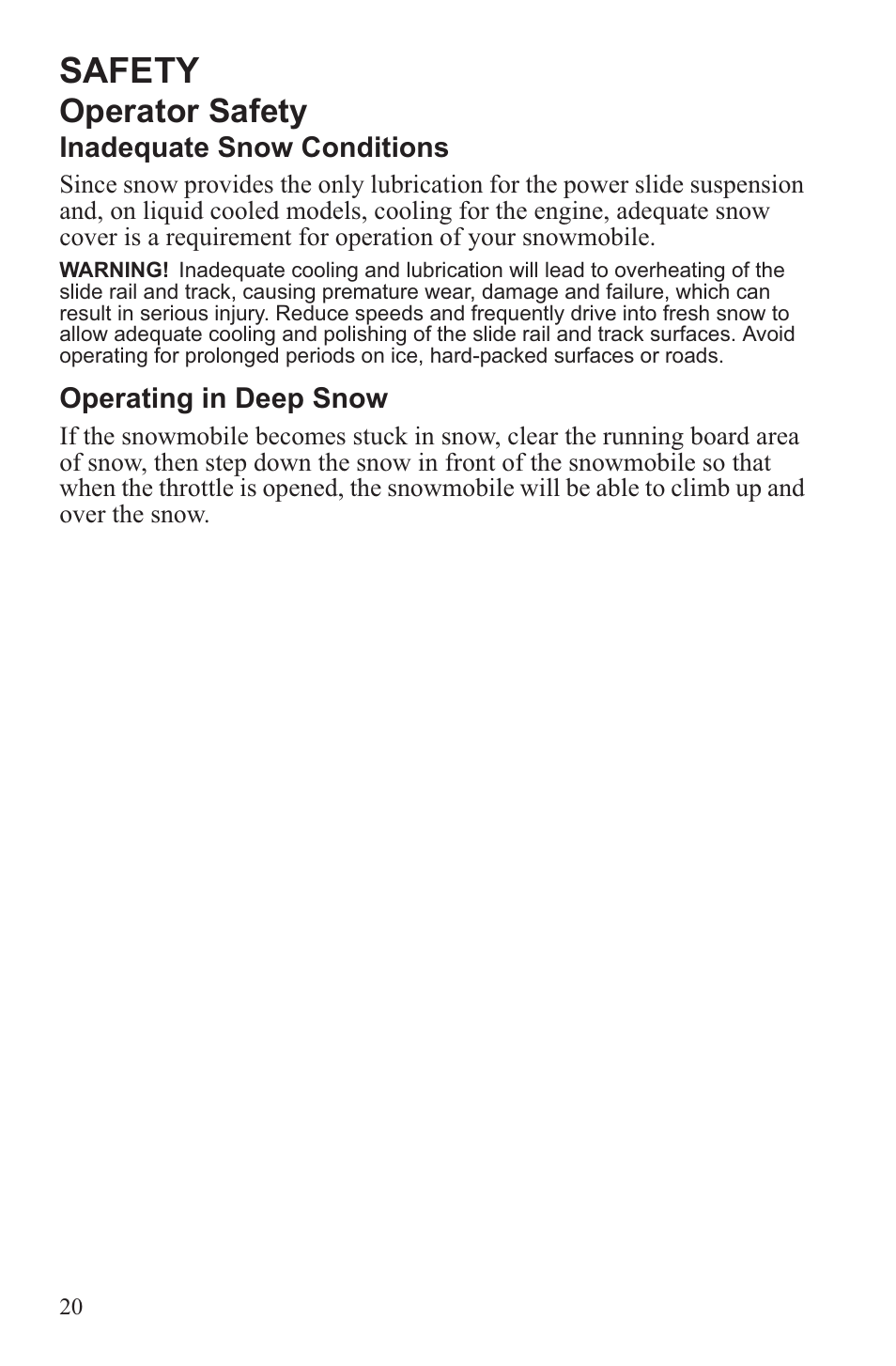 Safety, Operator safety | Polaris 2013 WideTrak LX User Manual | Page 24 / 131