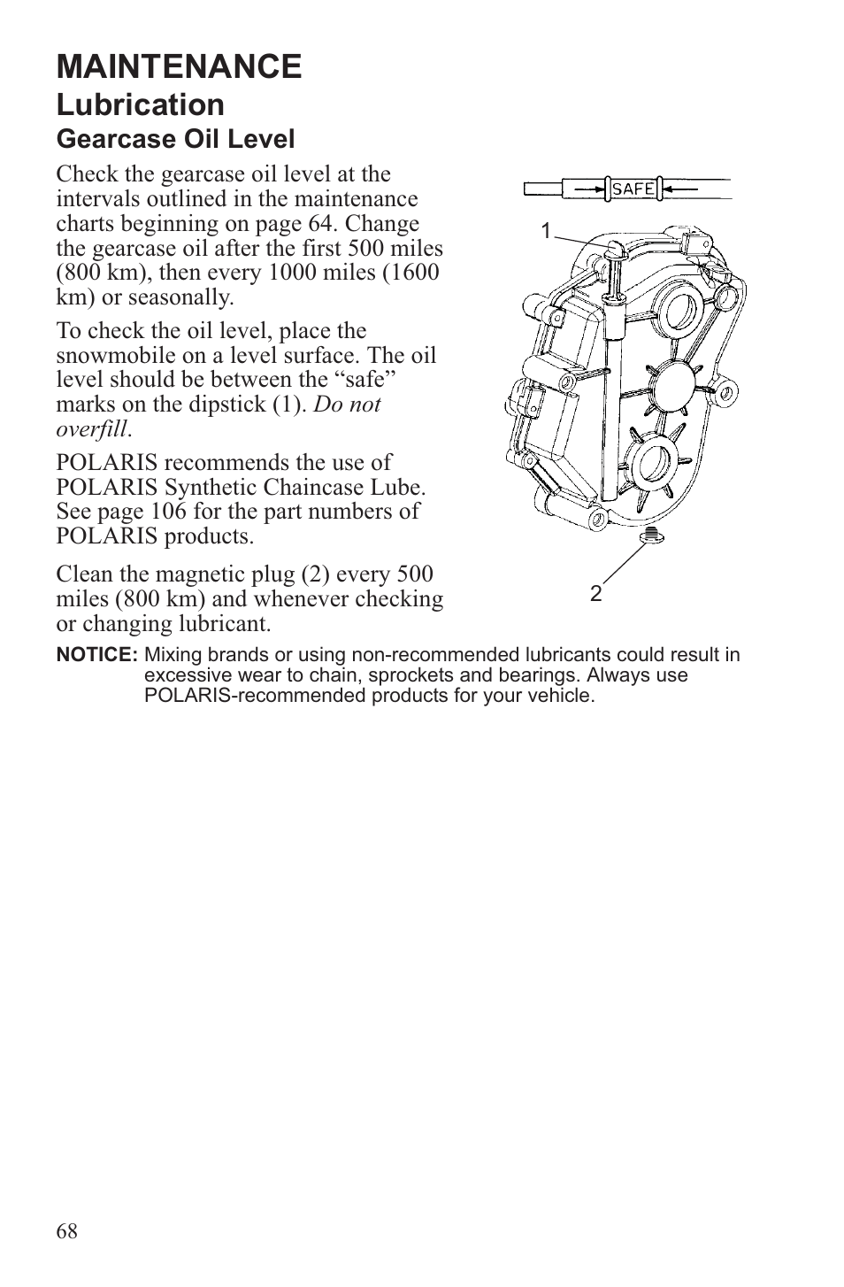Maintenance, Lubrication | Polaris 2013 WideTrak LX User Manual | Page 72 / 131