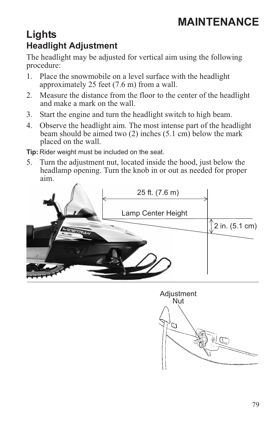 Maintenance, Lights | Polaris 2013 WideTrak LX User Manual | Page 83 / 131
