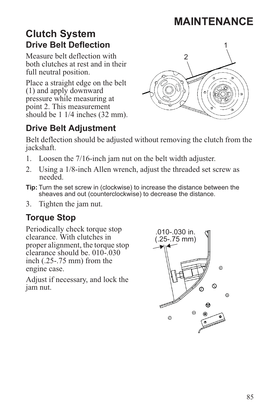 Maintenance, Clutch system | Polaris 2013 WideTrak LX User Manual | Page 89 / 131