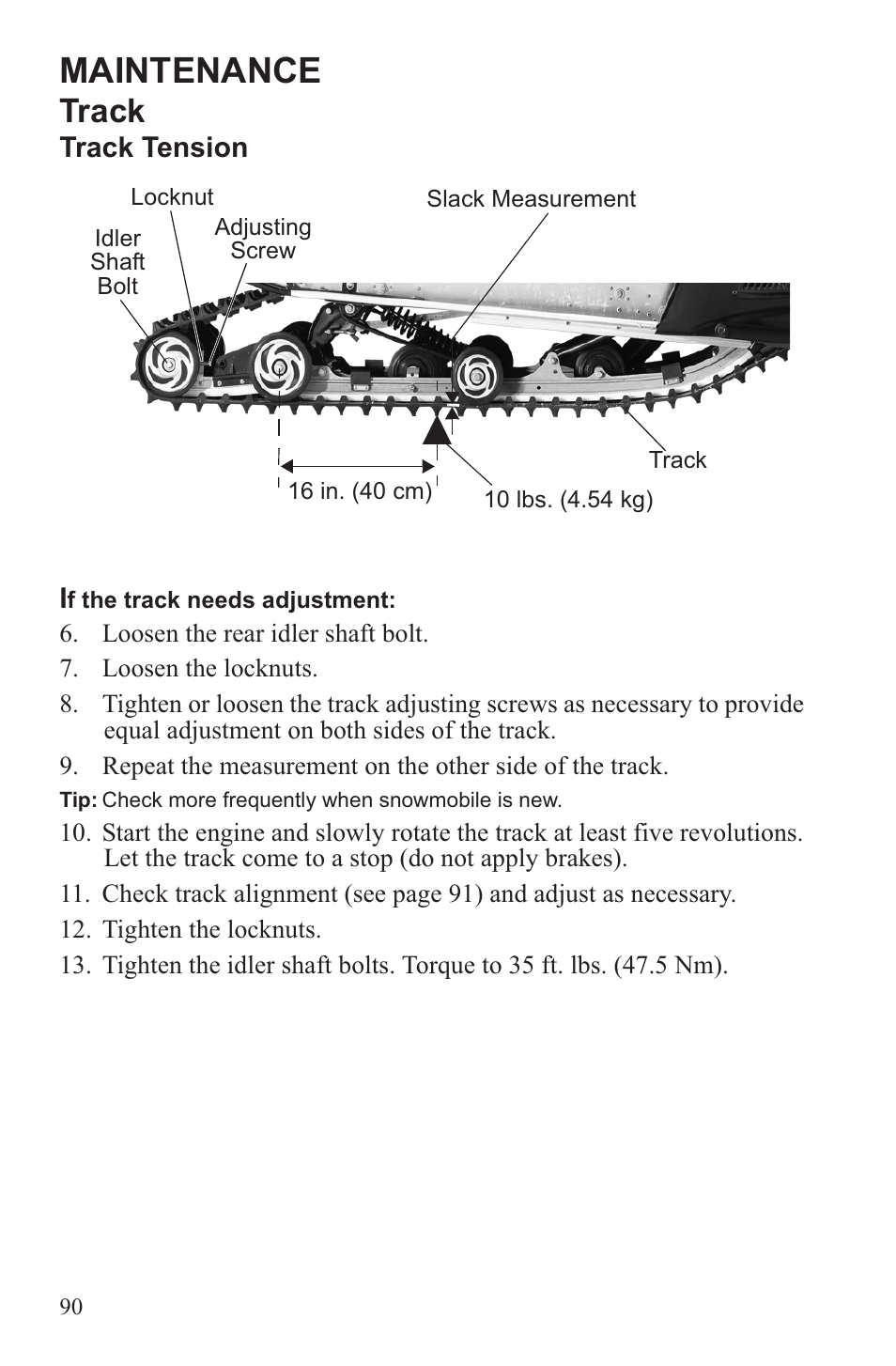 Maintenance, Track | Polaris 2013 WideTrak LX User Manual | Page 94 / 131