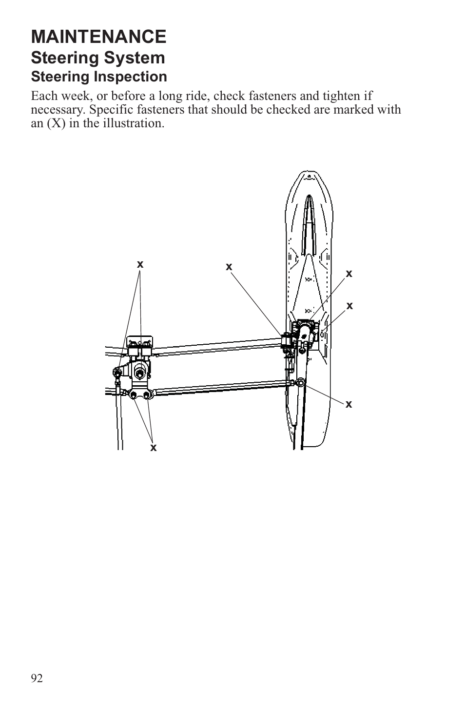 Maintenance, Steering system | Polaris 2013 WideTrak LX User Manual | Page 96 / 131
