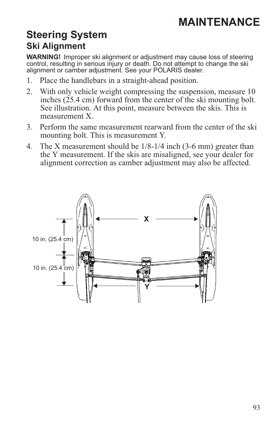 Maintenance, Steering system | Polaris 2013 WideTrak LX User Manual | Page 97 / 131