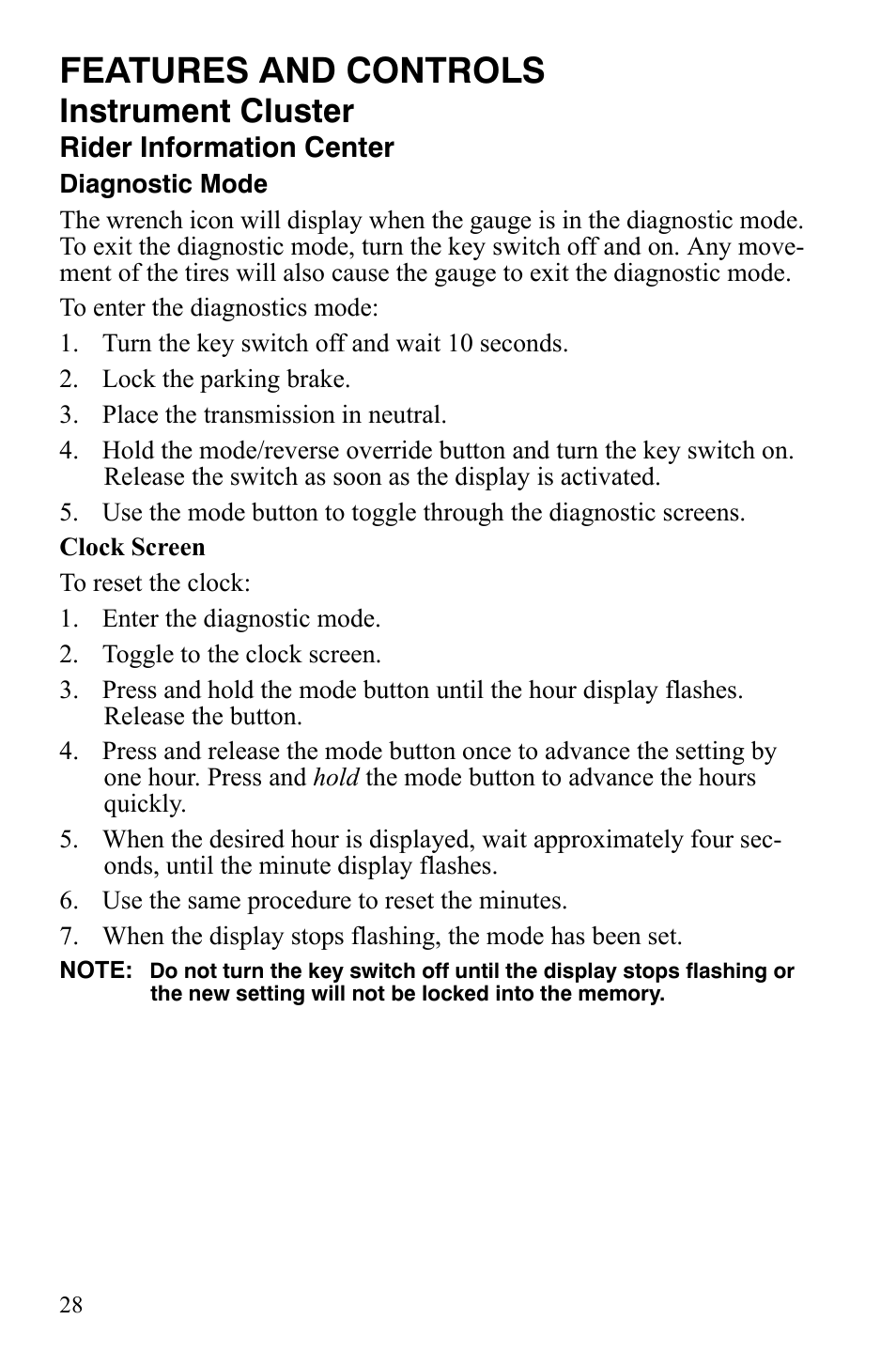 Features and controls, Instrument cluster | Polaris 2008 Ranger 4x4 700 EFI User Manual | Page 31 / 136