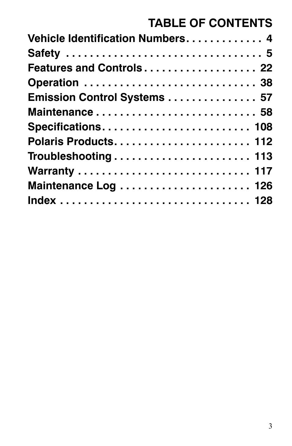 Polaris 2008 Ranger 4x4 700 EFI User Manual | Page 6 / 136