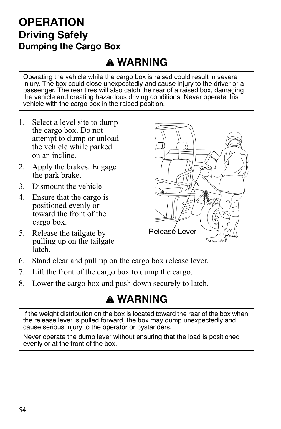 Operation, Driving safely, Warning | Polaris 2008 Ranger Crew User Manual | Page 57 / 132