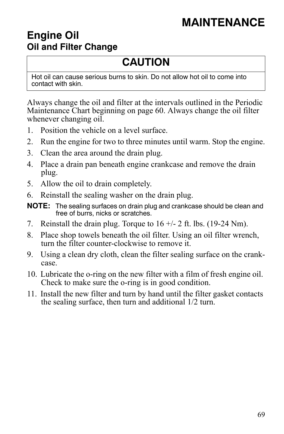 Maintenance, Engine oil, Caution | Polaris 2008 Ranger Crew User Manual | Page 72 / 132