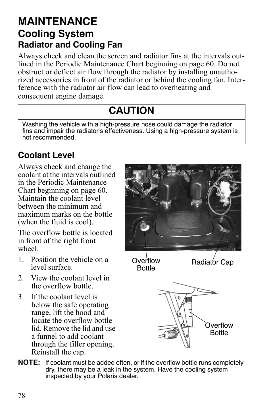 Maintenance, Cooling system, Caution | Polaris 2008 Ranger Crew User Manual | Page 81 / 132