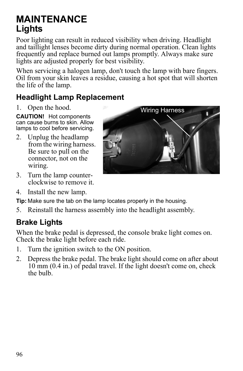 Maintenance, Lights | Polaris 2010 Ranger XP User Manual | Page 100 / 139