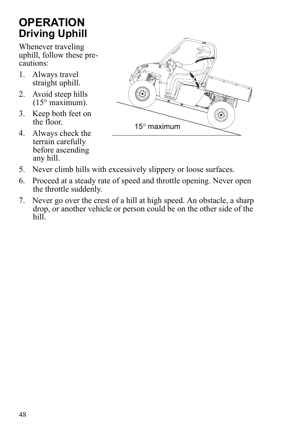 Operation, Driving uphill | Polaris 2010 Ranger XP User Manual | Page 52 / 139