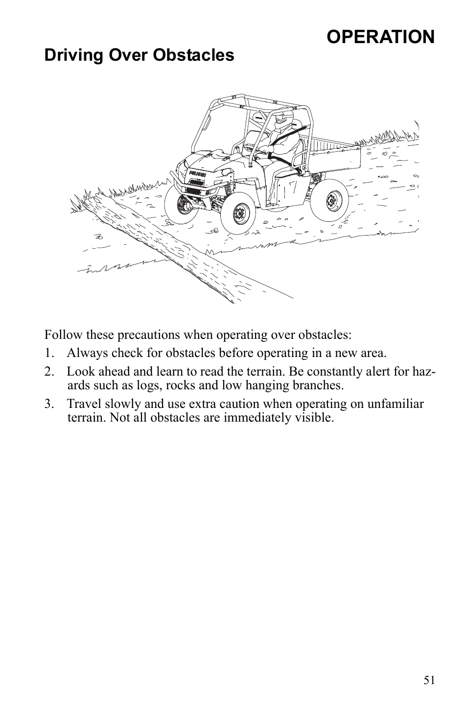 Operation, Driving over obstacles | Polaris 2010 Ranger XP User Manual | Page 55 / 139