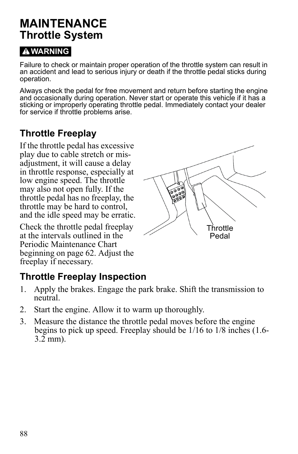 Maintenance, Throttle system | Polaris 2010 Ranger XP User Manual | Page 92 / 139