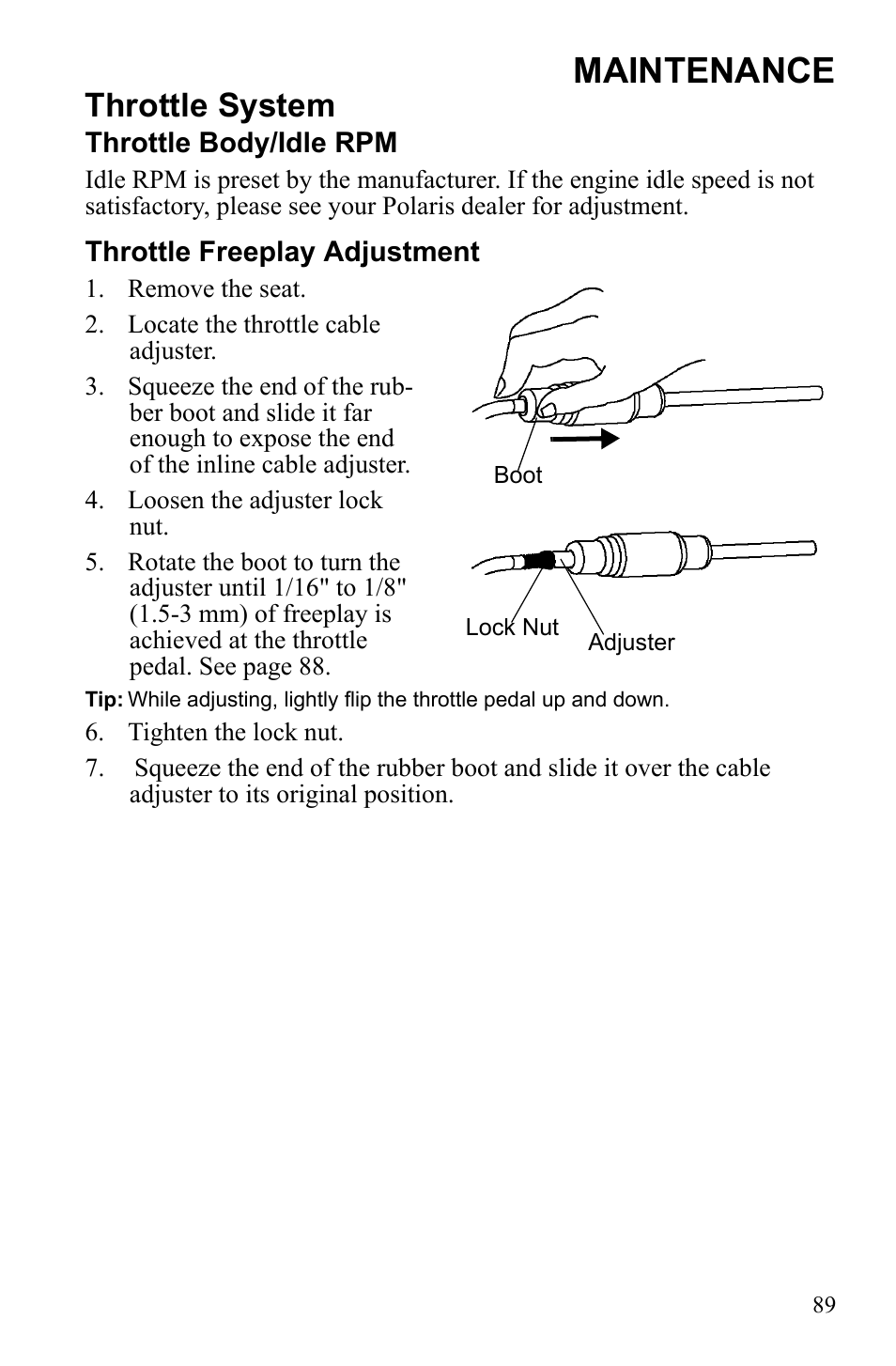 Maintenance, Throttle system | Polaris 2010 Ranger XP User Manual | Page 93 / 139