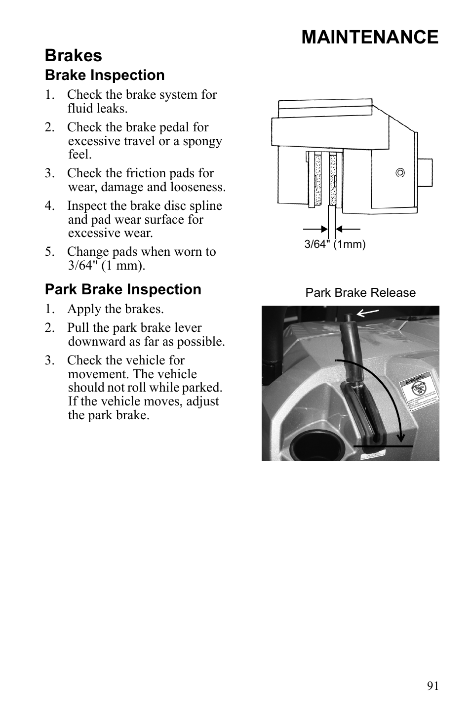 Maintenance, Brakes | Polaris 2010 Ranger XP User Manual | Page 95 / 139