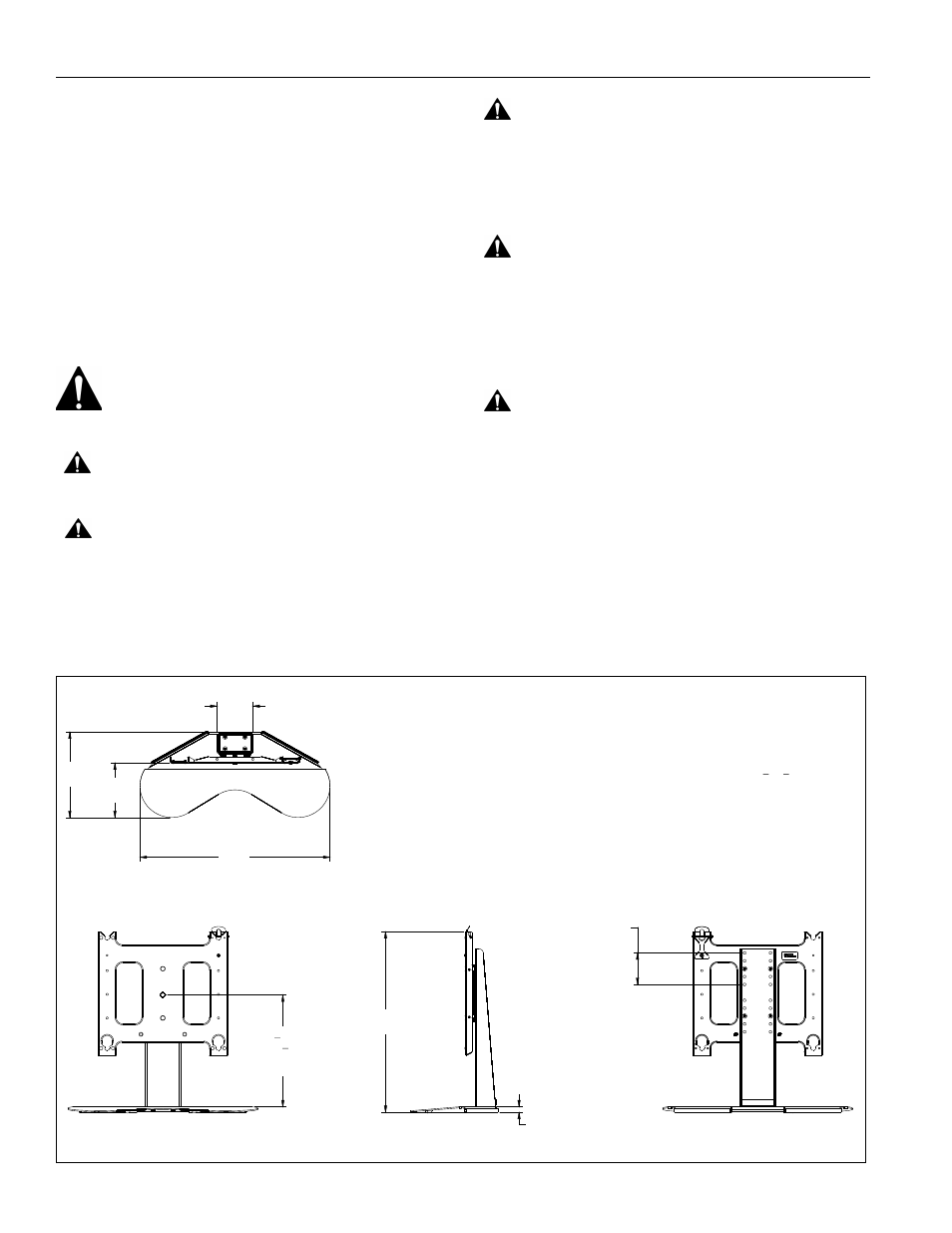 Disclaimer, Important warnings and cautions, Dimensions | Pts series installation instructions 2 | CHIEF PTS Series User Manual | Page 2 / 8