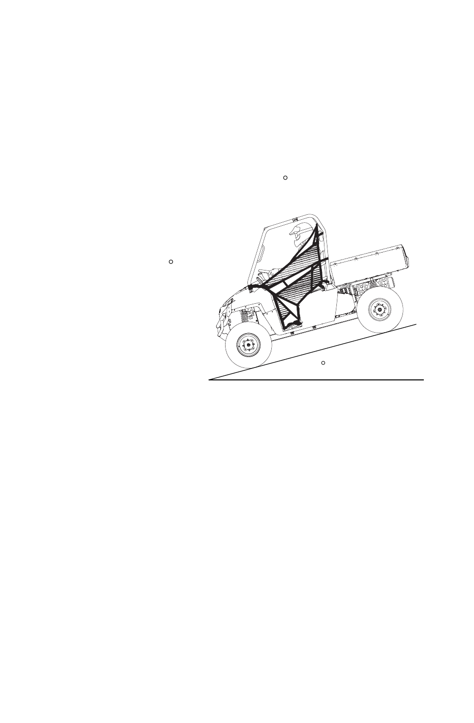 Driving on a sidehill, Driving downhill, Operation | Driving on a sidehill (sidehilling) | Polaris 2011 Ranger 400 User Manual | Page 42 / 125