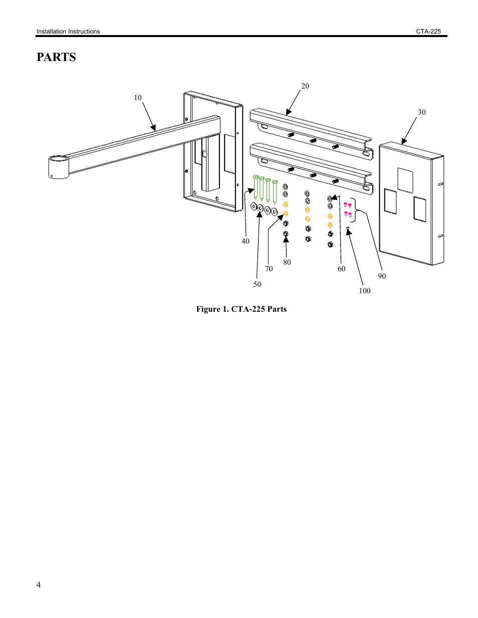 Parts | Chief Manufacturing Dual Stud Wall Arm CTA-225 User Manual | Page 4 / 8